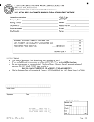 Form AES-07-05 Initial Application for Agricultural Consultant License - Louisiana