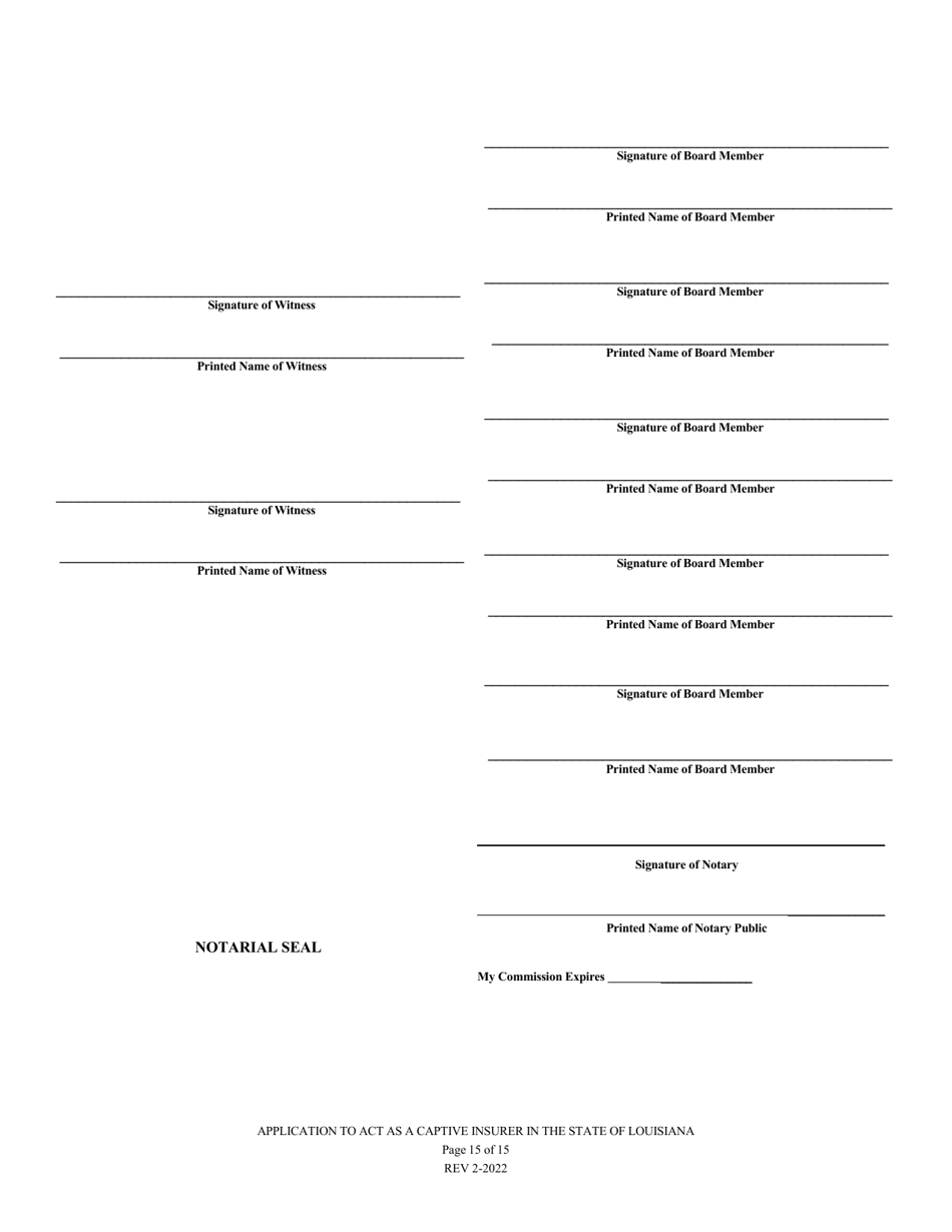 Application to Act as a Captive Insurer in the State of Louisiana - Louisiana, Page 15