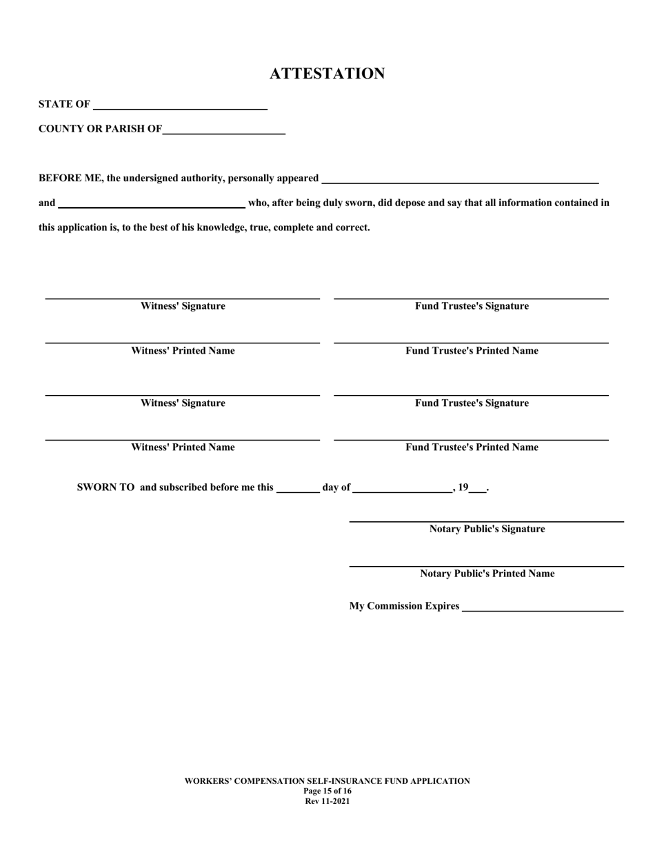 Application to Act as a Workers Compensation Self-insurance Fund in the State of Louisiana - Louisiana, Page 15