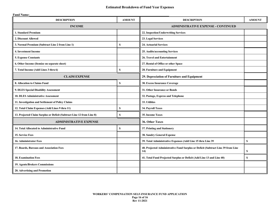 Application to Act as a Workers Compensation Self-insurance Fund in the State of Louisiana - Louisiana, Page 16