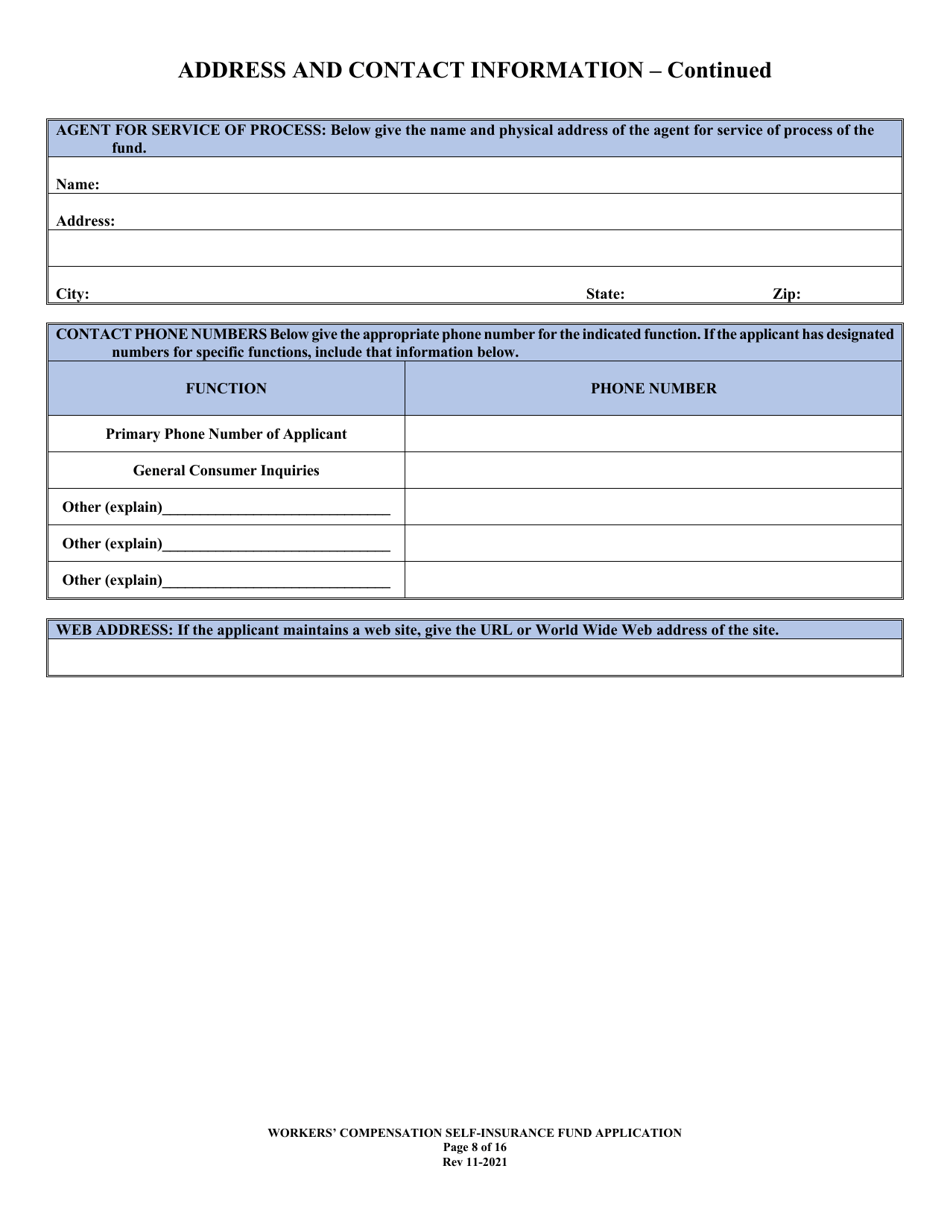 Application to Act as a Workers Compensation Self-insurance Fund in the State of Louisiana - Louisiana, Page 8