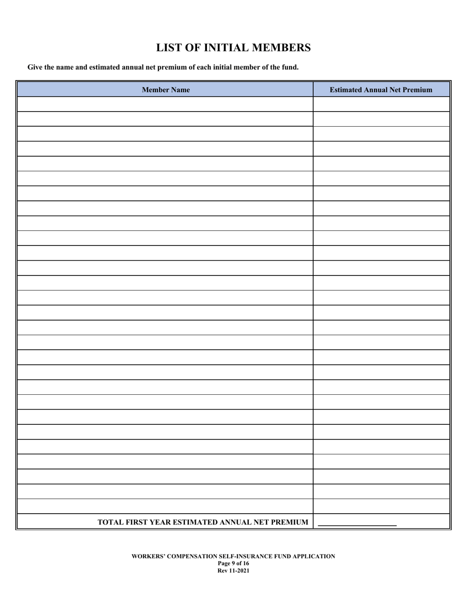 Application to Act as a Workers Compensation Self-insurance Fund in the State of Louisiana - Louisiana, Page 9