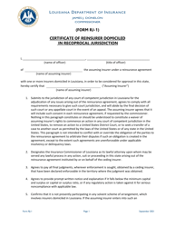 Document preview: Form RJ-1 Certificate of Reinsurer Domiciled in Reciprocal Jurisdiction - Louisiana