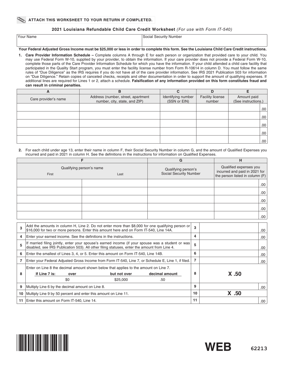 Form It 540 2021 Fill Out Sign Online And Download Fillable Pdf Louisiana Templateroller 2070