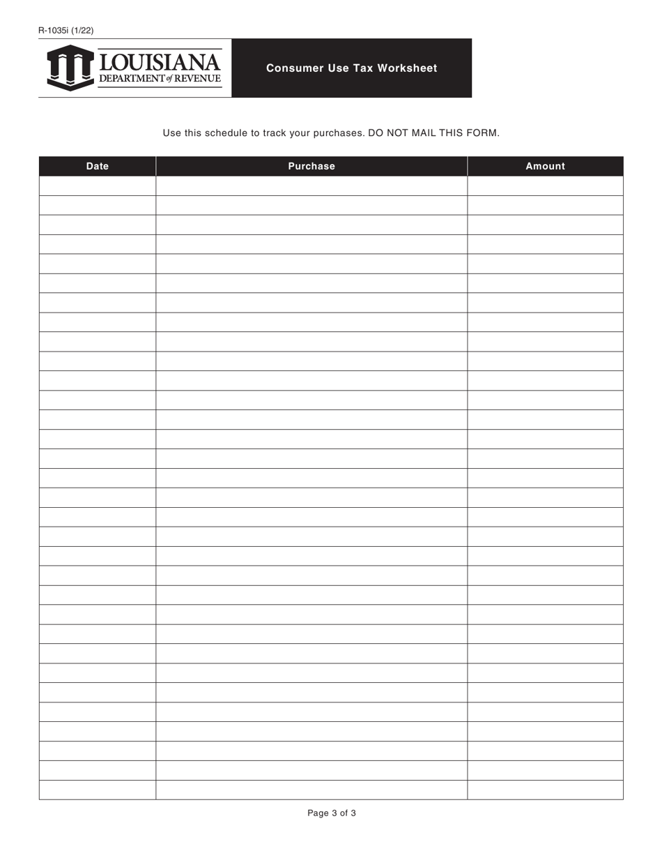 Form R-1035 Louisiana Consumer Use Tax - Louisiana, Page 3