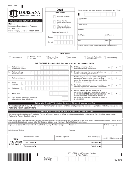 Form IT-565 2021 Printable Pdf