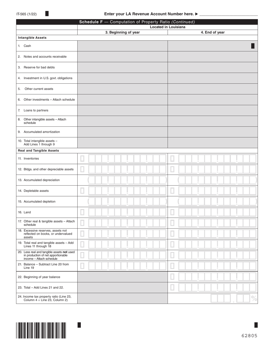 Form IT-565 Partnership Return of Income - Louisiana, Page 5