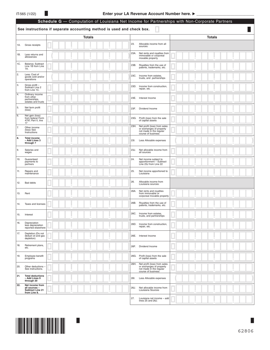 Form IT-565 Partnership Return of Income - Louisiana, Page 6