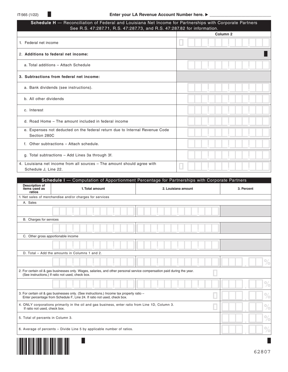 Form IT-565 Partnership Return of Income - Louisiana, Page 7