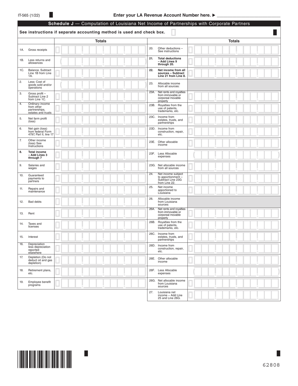 Form IT-565 Partnership Return of Income - Louisiana, Page 8