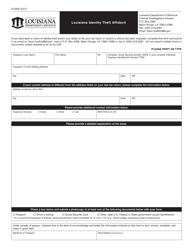 Document preview: Form R-2000 Louisiana Identity Theft Affidavit - Louisiana