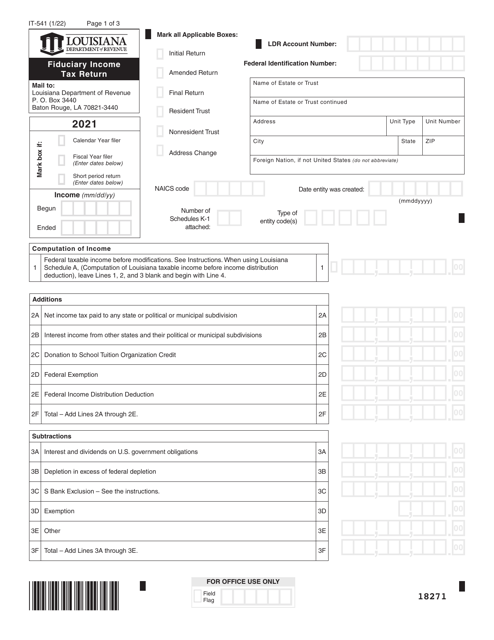 Form IT-541 2021 Printable Pdf