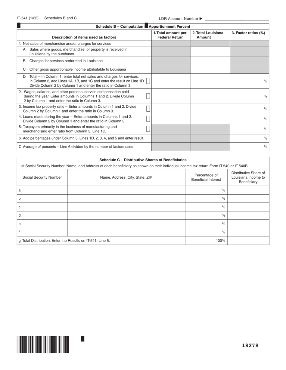 Form IT-541 Fiduciary Income Tax Return - Louisiana, Page 8