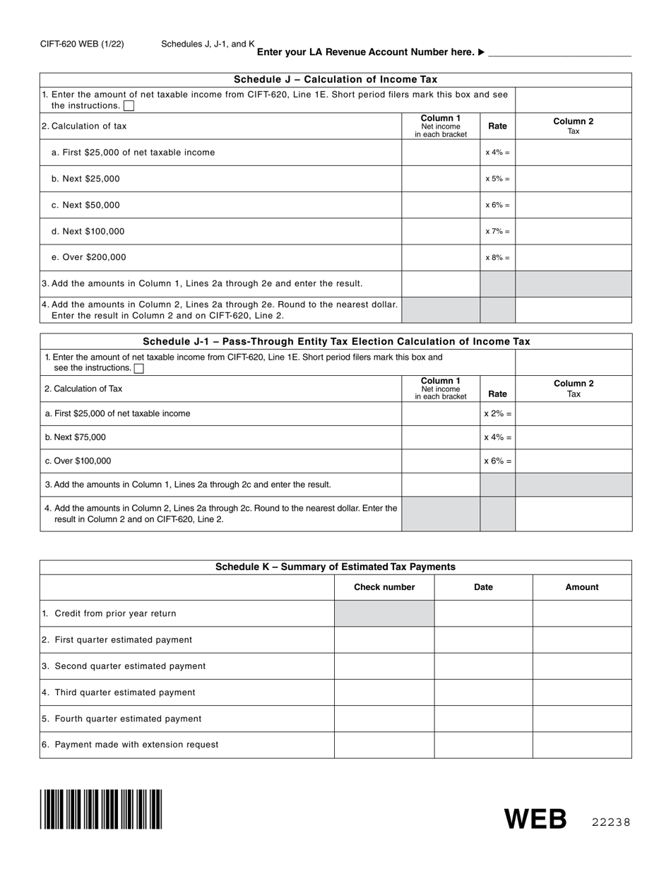 Form CIFT620 Download Fillable PDF or Fill Online Estimated Tax