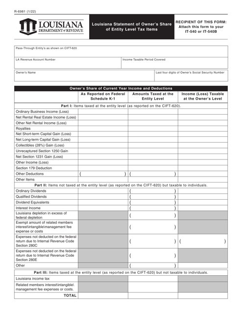 Form R-6981  Printable Pdf