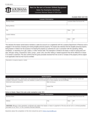 Document preview: Form R-1353 Rent for Re-rent of Certain Oilfield Equipment - Louisiana