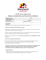 Document preview: Covid-19 Leave Request Form - Maryland
