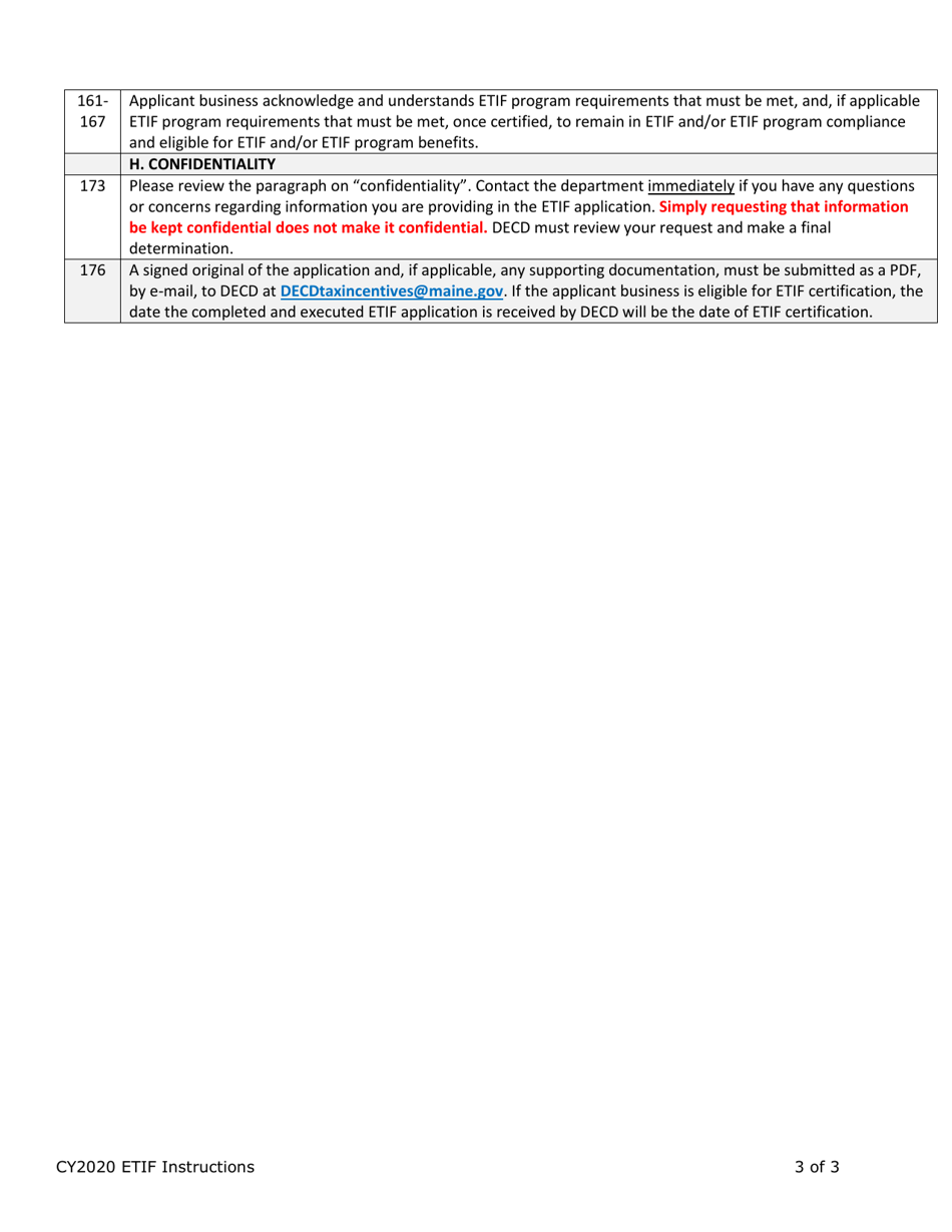 Instructions for Business Certification Application - Employment Tax Increment Financing (Etif) Program - Maine, Page 3
