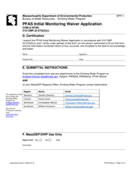 Form APP-1 Pfas Initial Monitoring Waiver Application - Massachusetts, Page 3