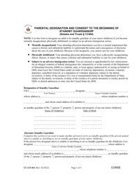 Document preview: Form CC-GN-041 Parental Designation and Consent to the Beginning of Standby Guardianship - Maryland