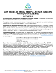 Document preview: Wet Deck Log Spray Notice of Intent (Noi) - Mississippi