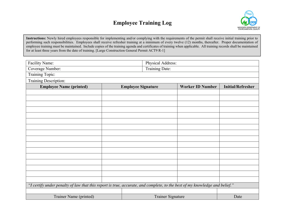 mississippi-employee-training-log-large-construction-general-permit