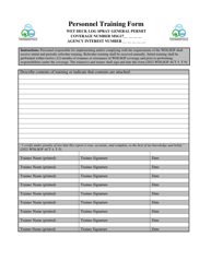 Document preview: Wet Deck Log Spray General Permit Personnel Training Form - Mississippi