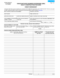 Document preview: Form 4101 Disadvantaged Business Enterprise (Dbe) Heavy Construction Trucking Credit Worksheet - Michigan