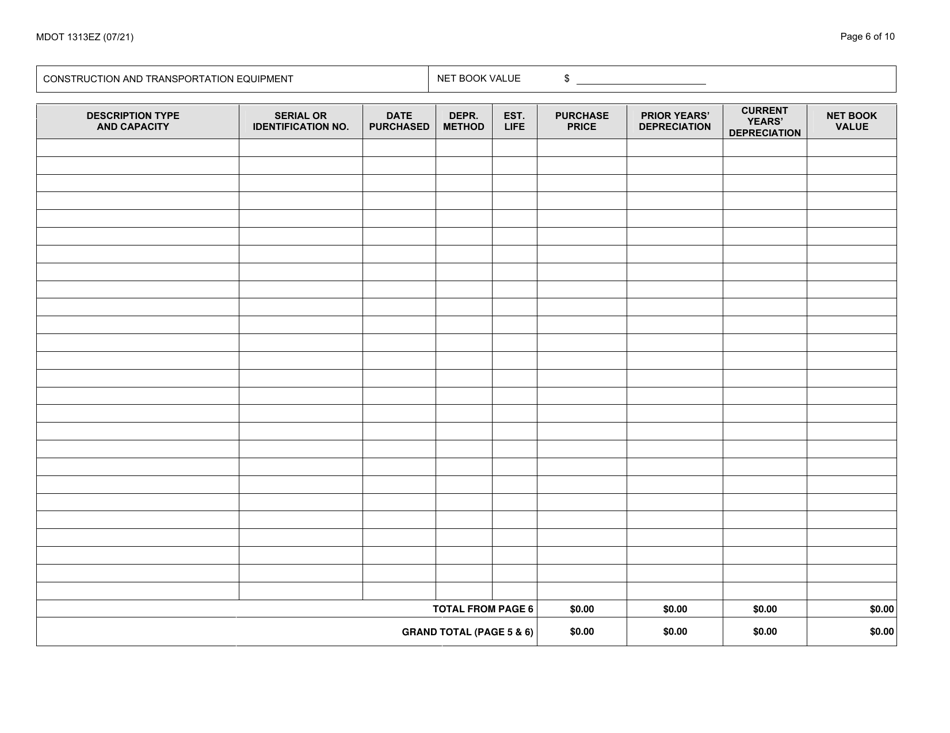 Form 1313EZ Construction Prequalification Renewal Application - Michigan, Page 6