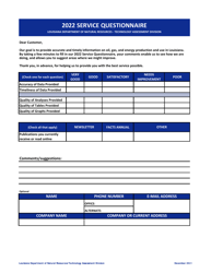 Service Questionnaire - Louisiana