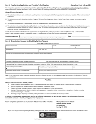 Form BFS-108 Disability Parking Placard Application - Michigan, Page 2