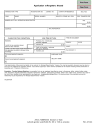 Document preview: Form R2-L Application to Register a Moped - Michigan
