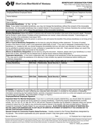 Document preview: Beneficiary Designation Form - Montana