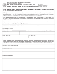 Form MO375-0108 &quot;Bail Bond Agent, General Bail Bond Agent, and Surety Recovery Agent Affidavit of Exam Proctor&quot; - Missouri