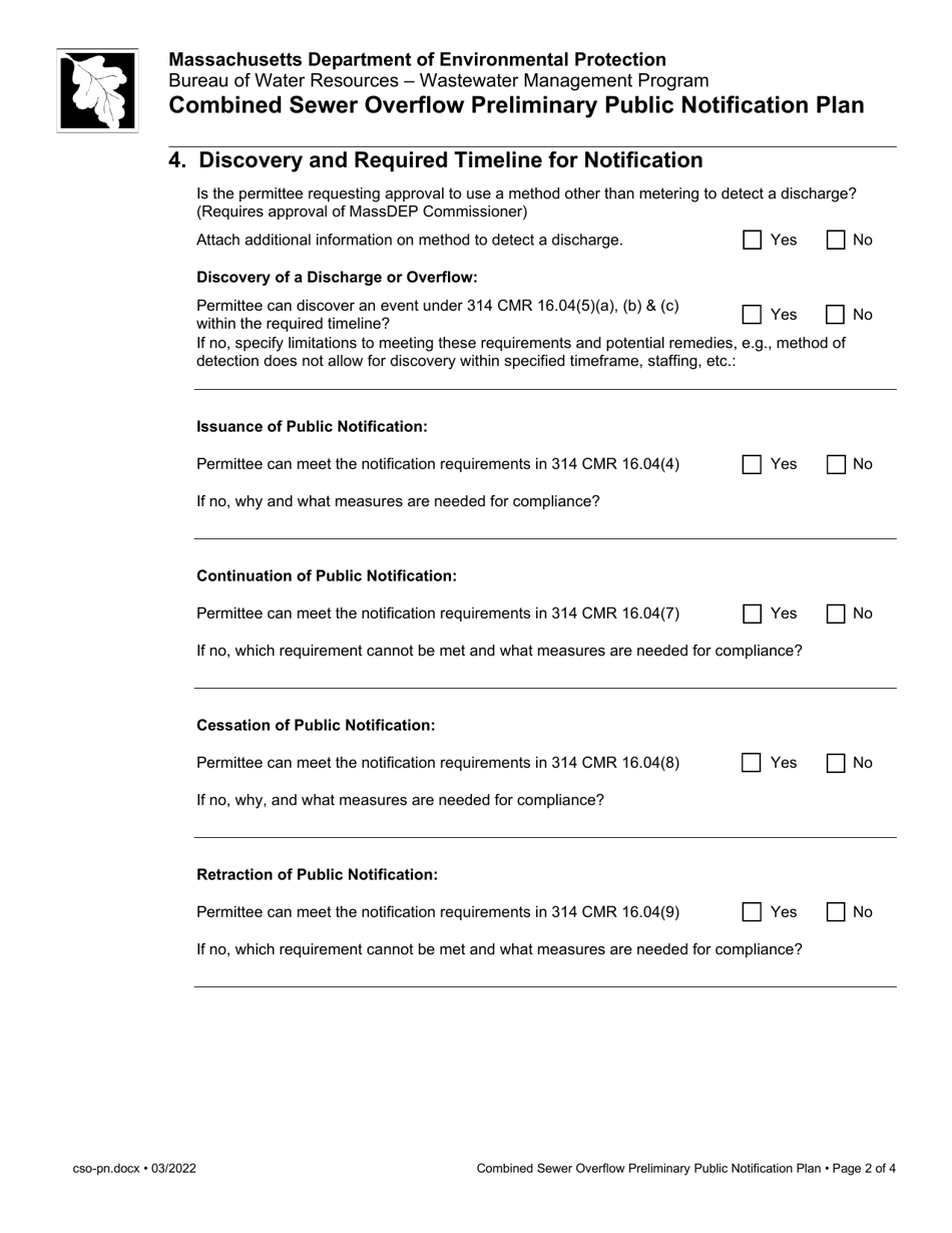 Combined Sewer Overflow Preliminary Public Notification Plan - Massachusetts, Page 2