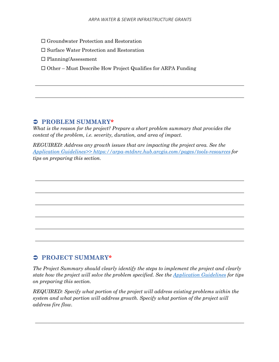 Arpa Water  Sewer Infrastructure Grant Application Worksheet - Minimum Allocation Grant - Montana, Page 11