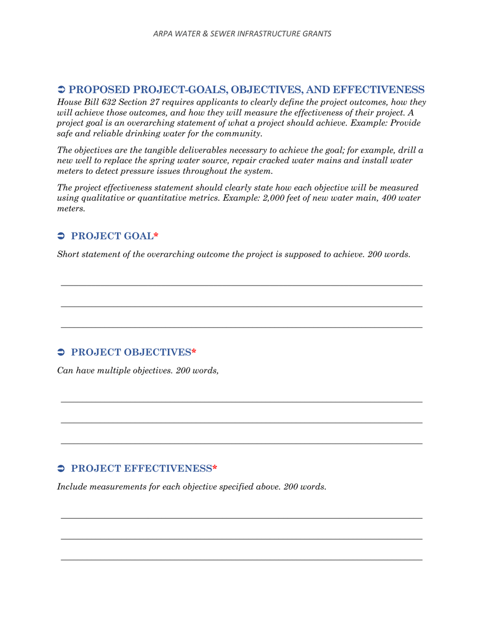 Arpa Water  Sewer Infrastructure Grant Application Worksheet - Minimum Allocation Grant - Montana, Page 13