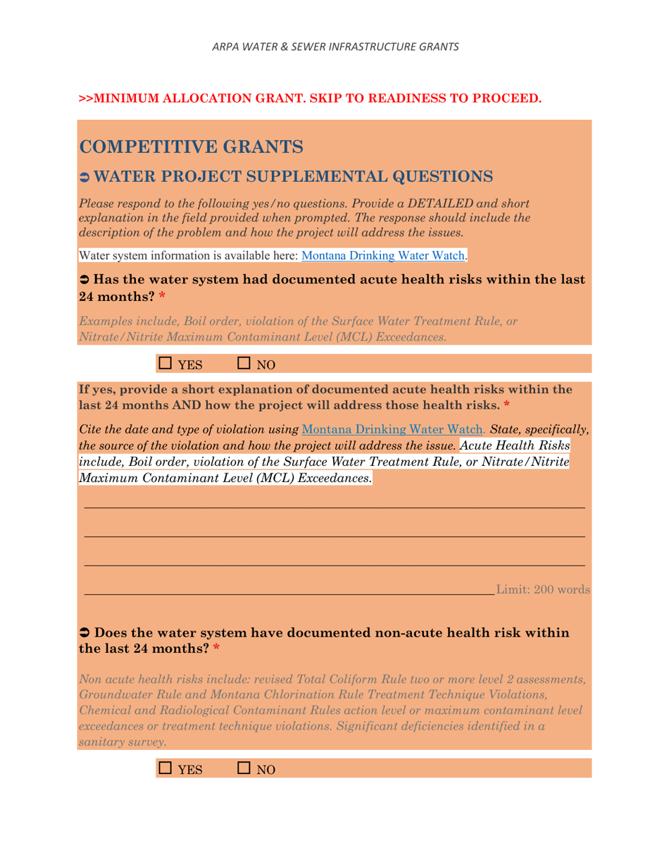 Arpa Water  Sewer Infrastructure Grant Application Worksheet - Minimum Allocation Grant - Montana, Page 14