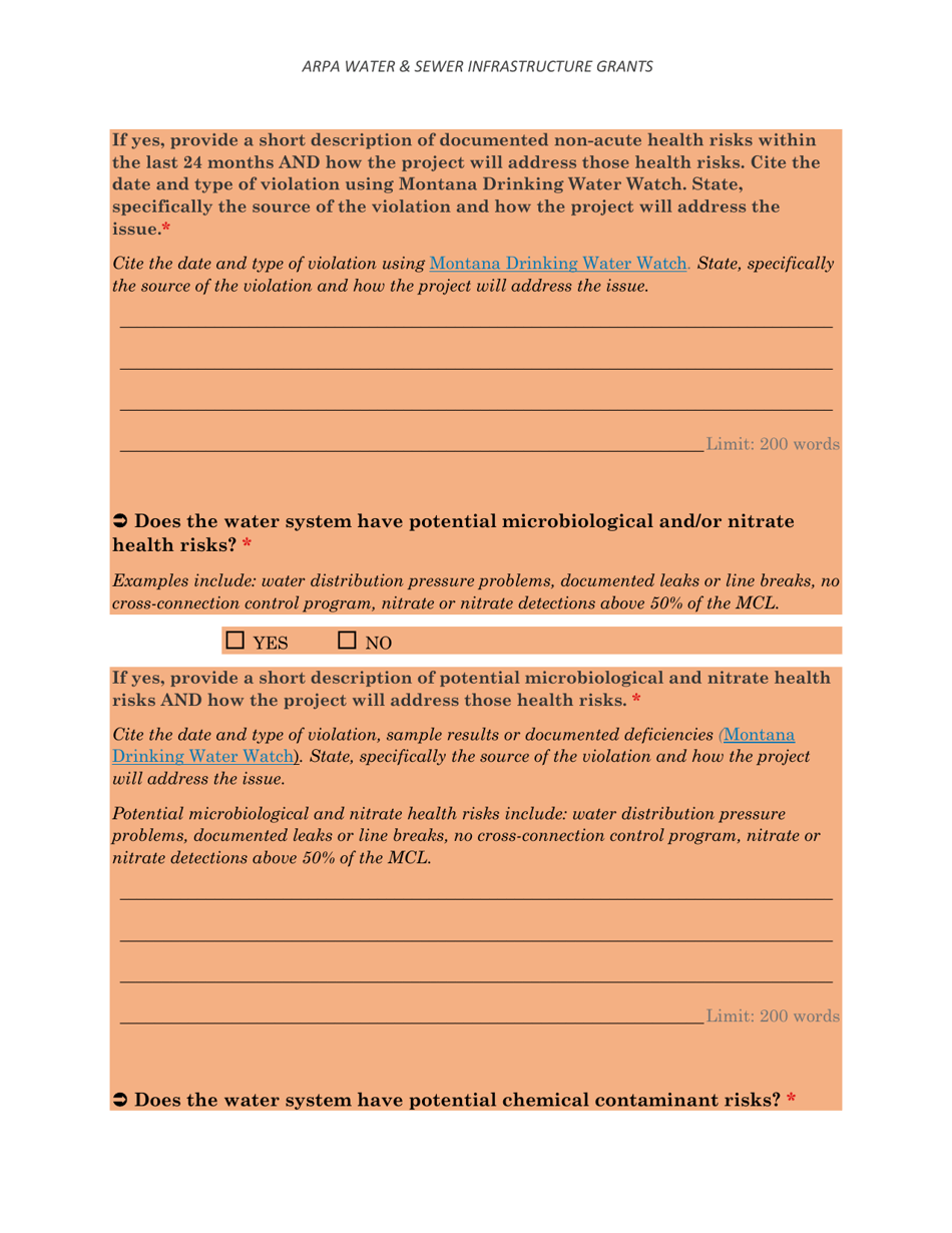 Arpa Water  Sewer Infrastructure Grant Application Worksheet - Minimum Allocation Grant - Montana, Page 15