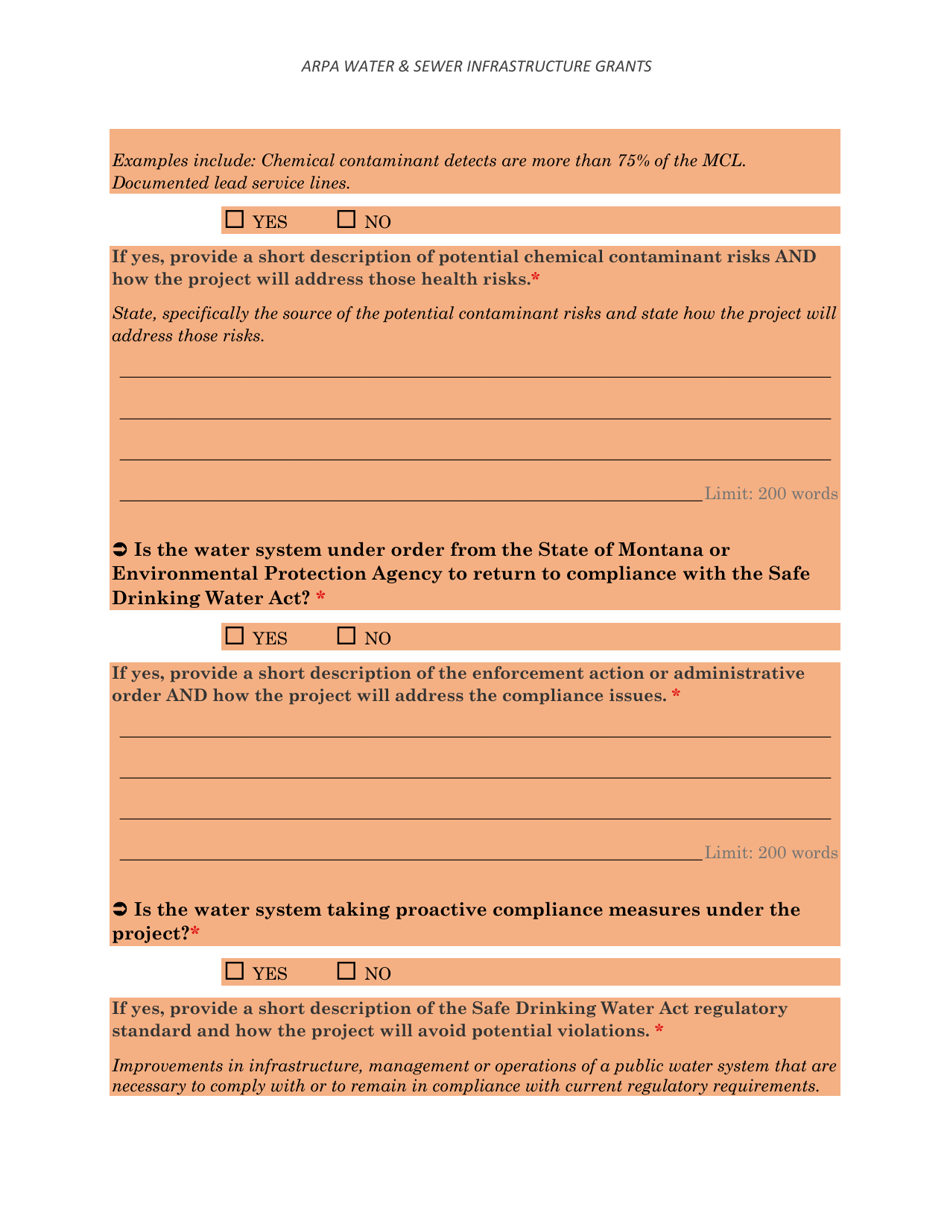 Arpa Water  Sewer Infrastructure Grant Application Worksheet - Minimum Allocation Grant - Montana, Page 16