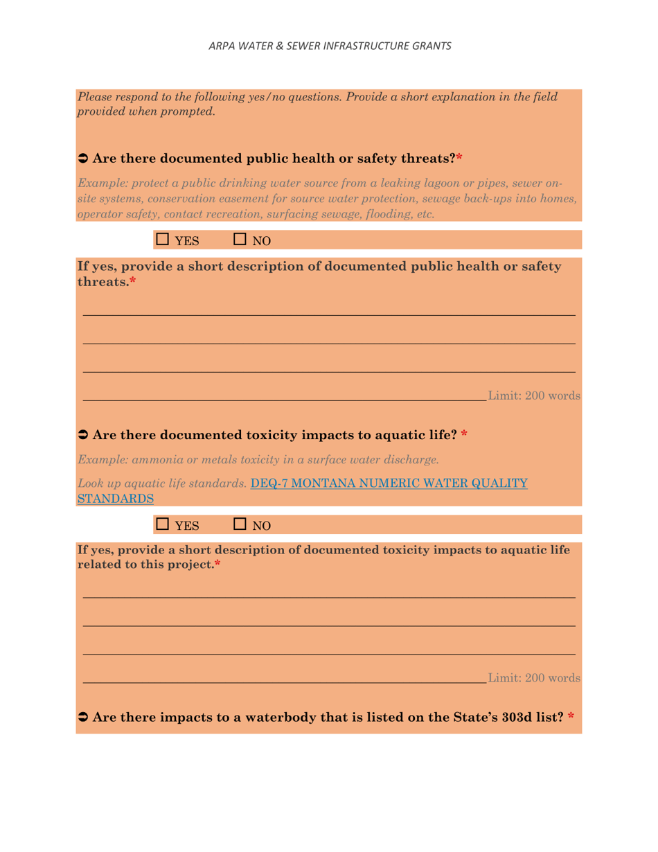 Arpa Water  Sewer Infrastructure Grant Application Worksheet - Minimum Allocation Grant - Montana, Page 19