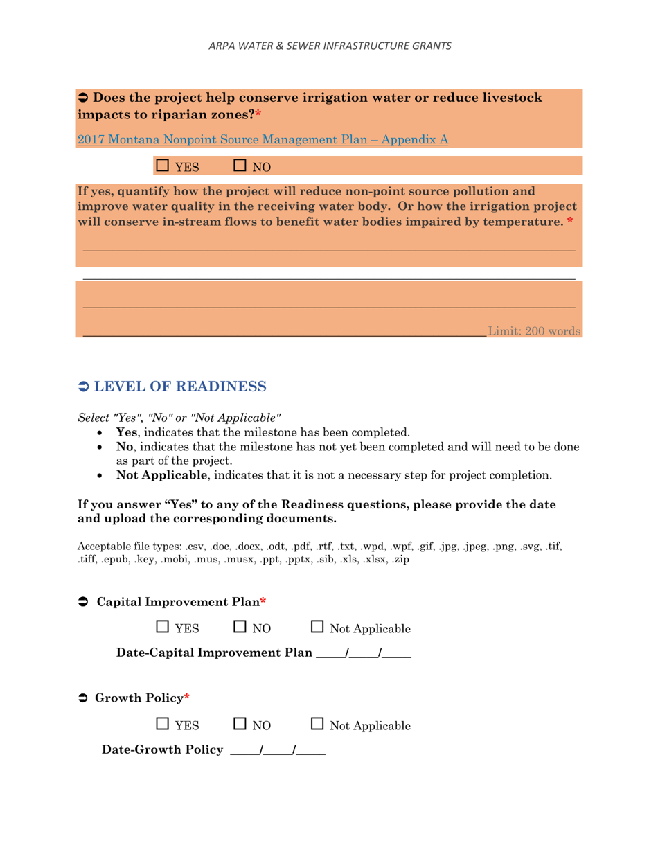 Arpa Water  Sewer Infrastructure Grant Application Worksheet - Minimum Allocation Grant - Montana, Page 27