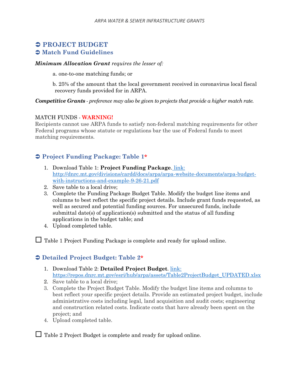 Arpa Water  Sewer Infrastructure Grant Application Worksheet - Minimum Allocation Grant - Montana, Page 31