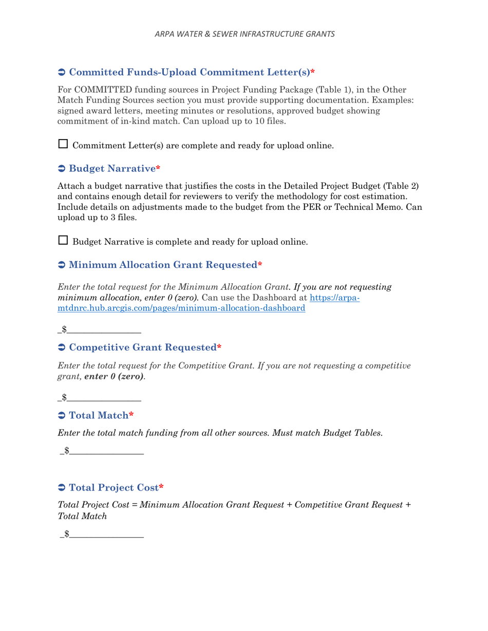 Arpa Water  Sewer Infrastructure Grant Application Worksheet - Minimum Allocation Grant - Montana, Page 32