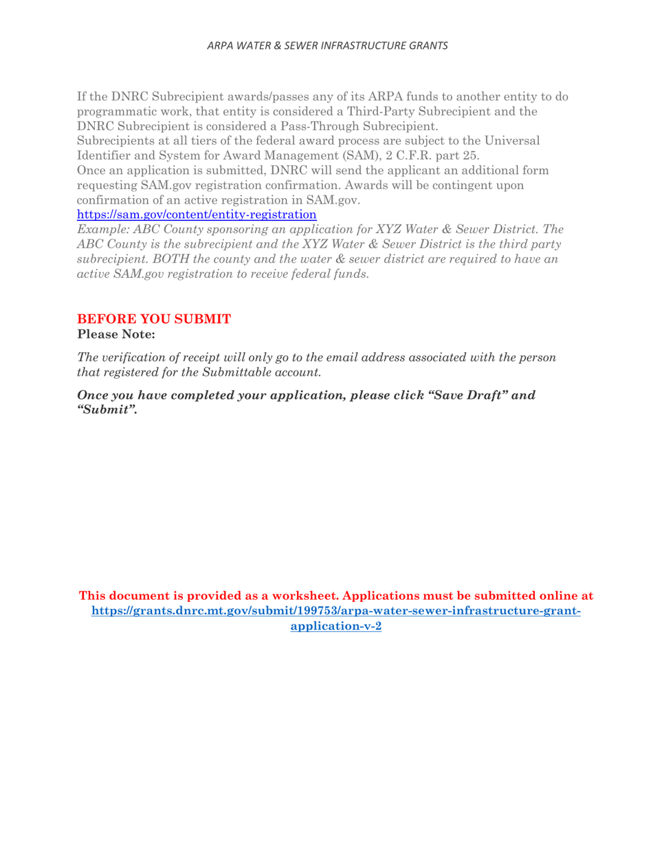 Arpa Water  Sewer Infrastructure Grant Application Worksheet - Minimum Allocation Grant - Montana, Page 34