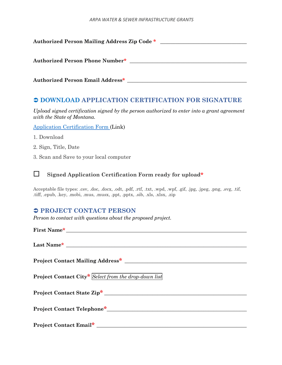 Arpa Water  Sewer Infrastructure Grant Application Worksheet - Minimum Allocation Grant - Montana, Page 6