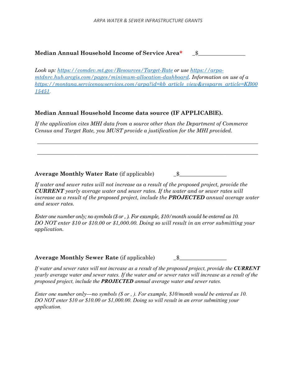 Arpa Water  Sewer Infrastructure Grant Application Worksheet - Minimum Allocation Grant - Montana, Page 8