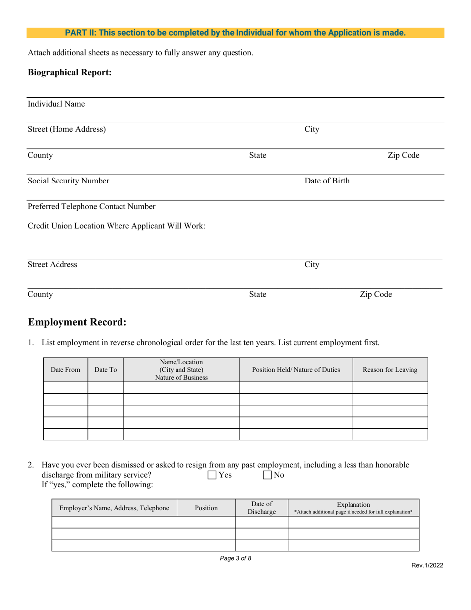 Application for Credit Union Loan Officers License - Nebraska, Page 3
