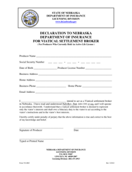 Form VS-DEC Declaration to Nebraska Department of Insurance for Viatical Settlement Broker (For Producers Who Currently Hold an Active Life License) - Nebraska, Page 3