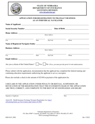 Document preview: Form DOI-NAV_IND Application for Registration to Transact Business as an Individual Navigator - Nebraska